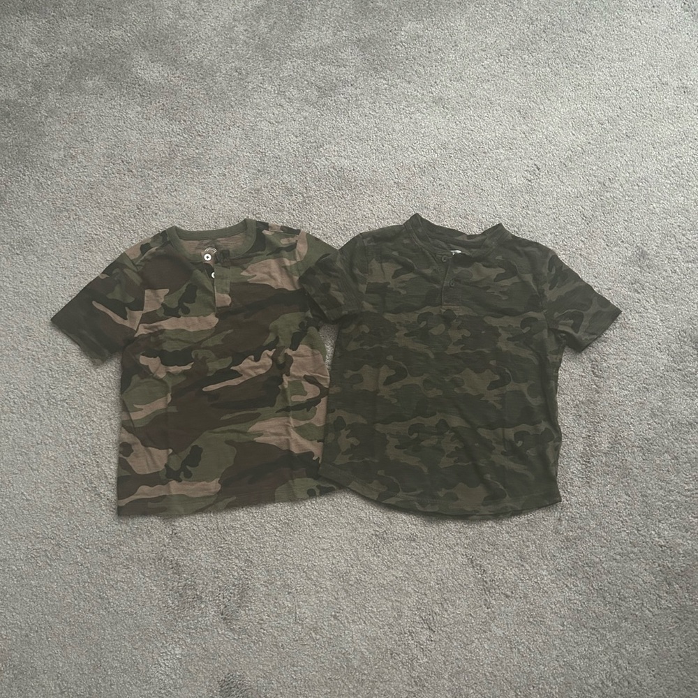 Wonder Nation and Old Navy Boys Camouflage Shirt - Green and Brown, Both size 8.